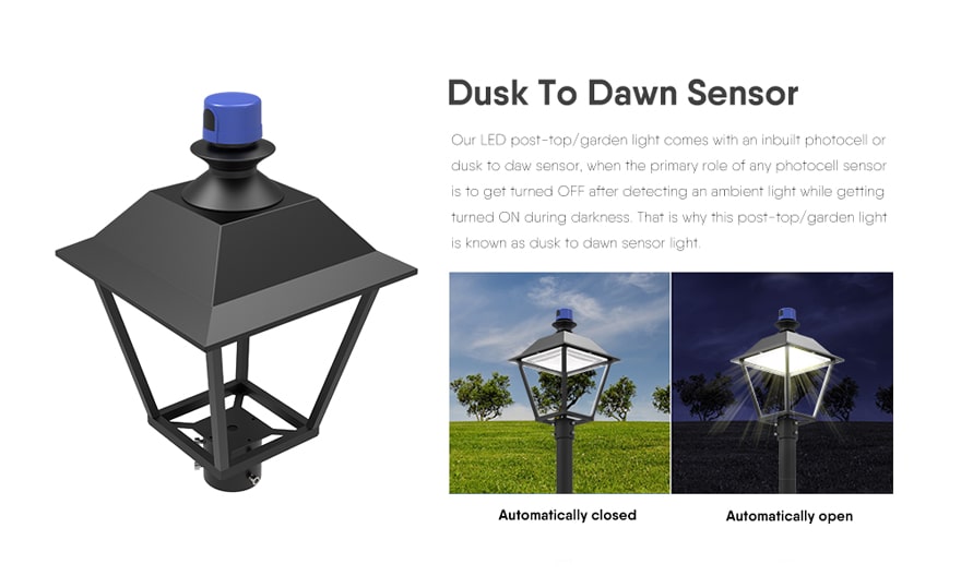 accessoricy of pro led post top light Dusk To Dawn Sensor