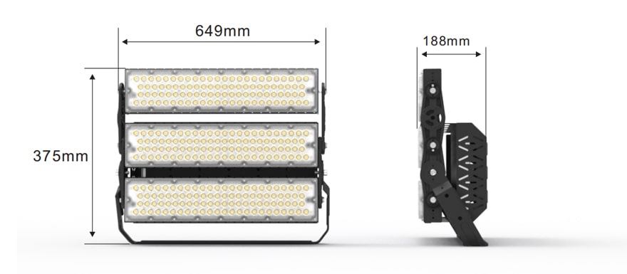 600W Slim ProX LED Sports High Mast Light Fixture size