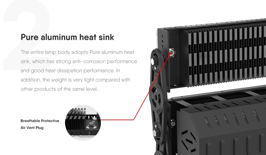 400W Slim ProX LED flood Light uses aluminum heat sink