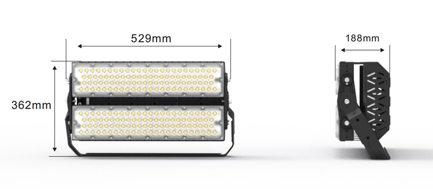 400W Slim ProX led stadium light size