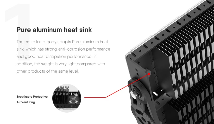 400W Slim ProX led stadium light uses aluminum heat sink