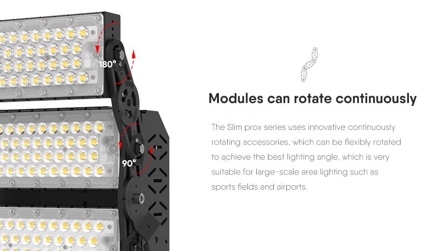 300W Slim ProX LED flood sports Light Modules can rotate continuously