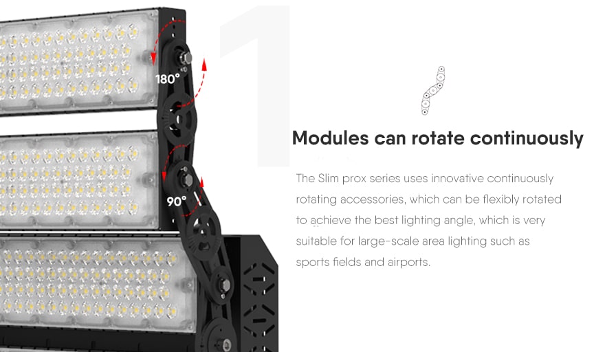 960W Slim ProX led sports light fixture Modules can rotate continuously