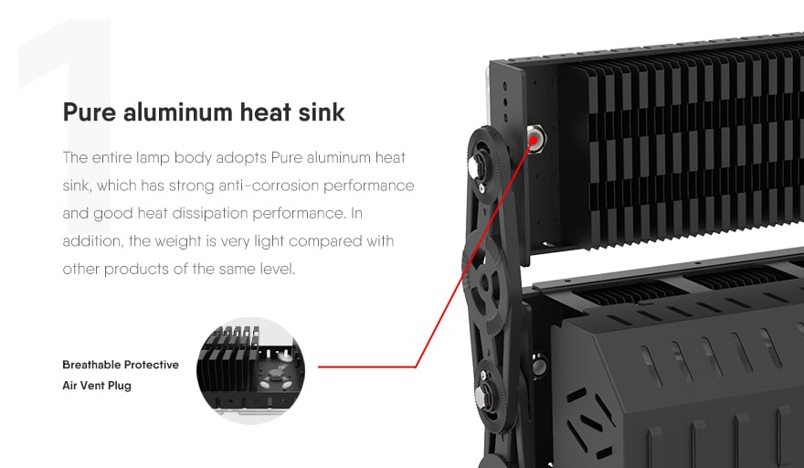Slim ProX 200W IP66 LED Modular Flood Light uses aluminum heat sink