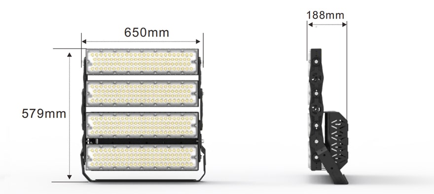 960W Slim ProX led sports light fixture size