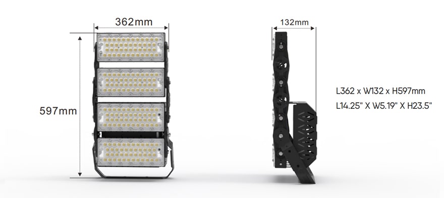 480W Slim ProX LED High Mast Light size