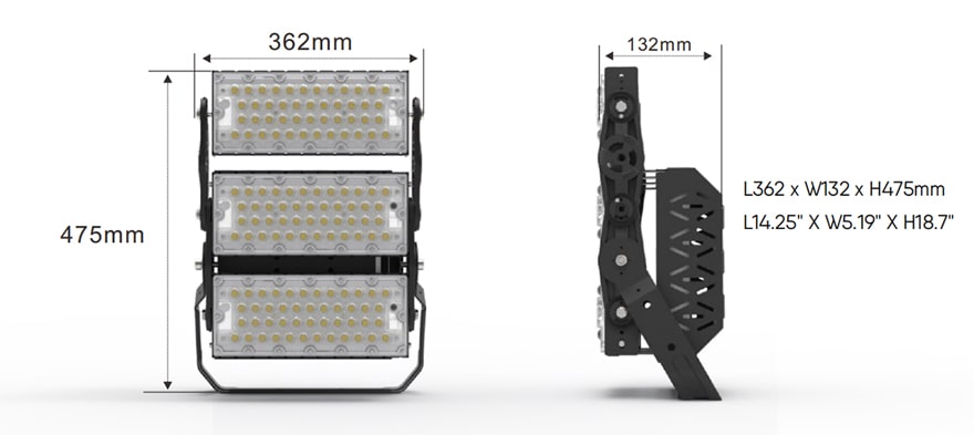 300W Slim ProX LED flood sports Light size