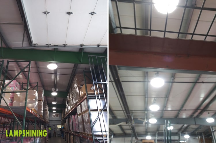 E26 120w LED Corn Light installed in high bay light for warehouse