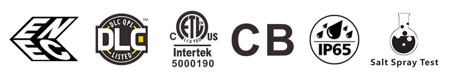 enec,dlc,etl,cb,ip65 certification icon