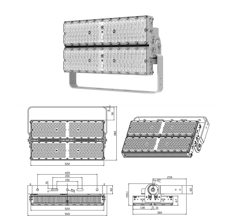 Case of 480W 10 degree Slim Plus LED High Mast Light for USA Outdoor Fishing Ground