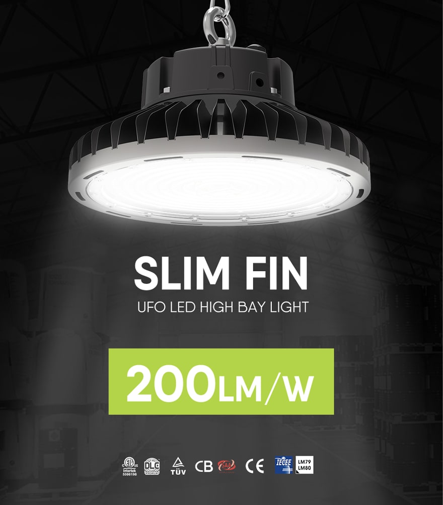 150w slim folding aluminum fin ufo led high bay light