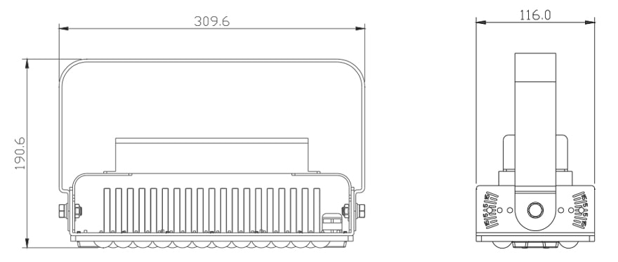 100W Slim Pro LED Sport Flood Light Fixtures size