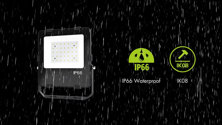 slim eko led floodlight with Waterproof IP66 & IK08 protection