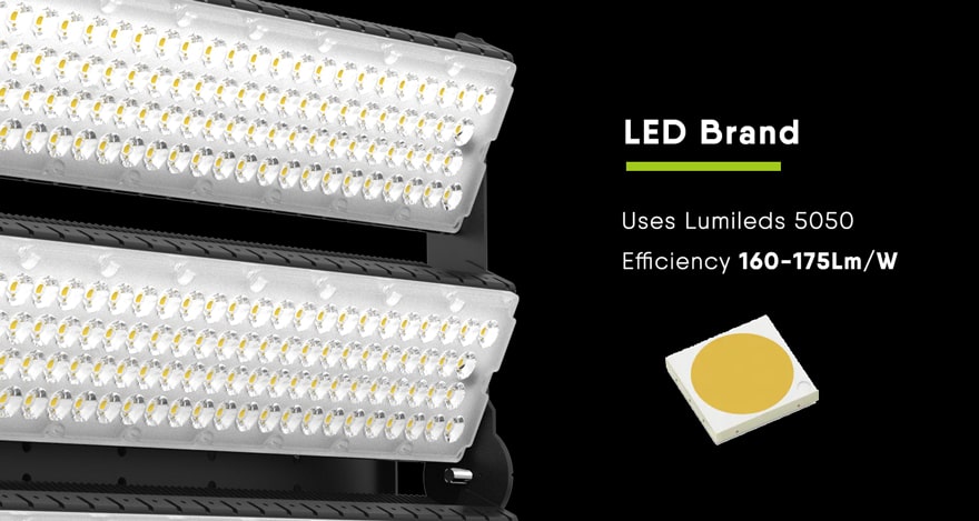Slim Pro 600W led sports lighting uses lumileds 5050