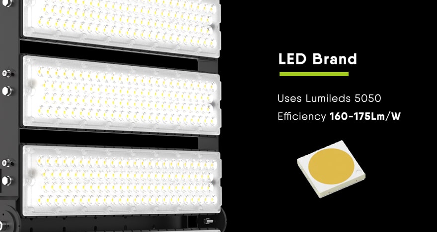 Slim Pro 800W LED sports Light uses lumileds 5050