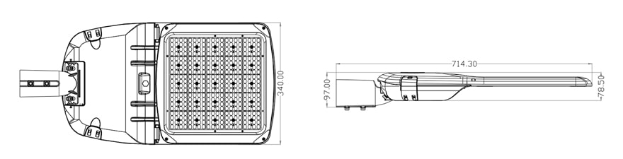 pluto 300w led street light size