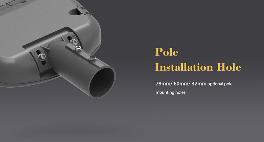 78mm/60mm/42mm optional pole mounting holes