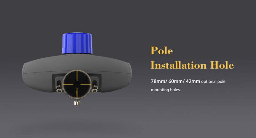 78mm/60mm/42mm optional pole mounting holes