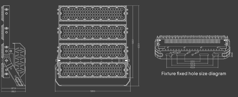 slim pro 1000w led sports light size