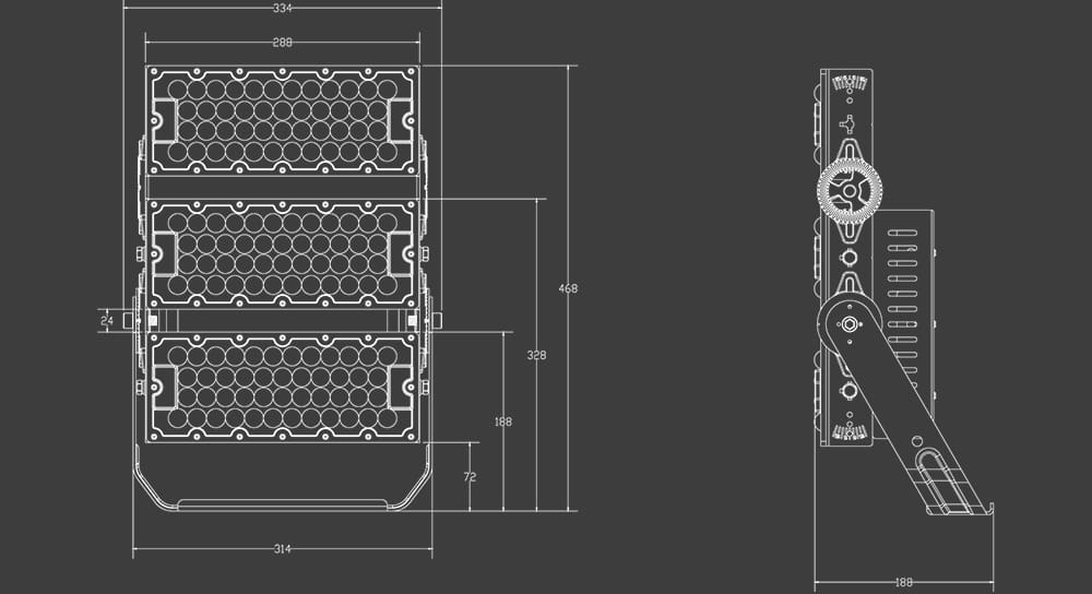 300W Aluminum LED Crane Lights size