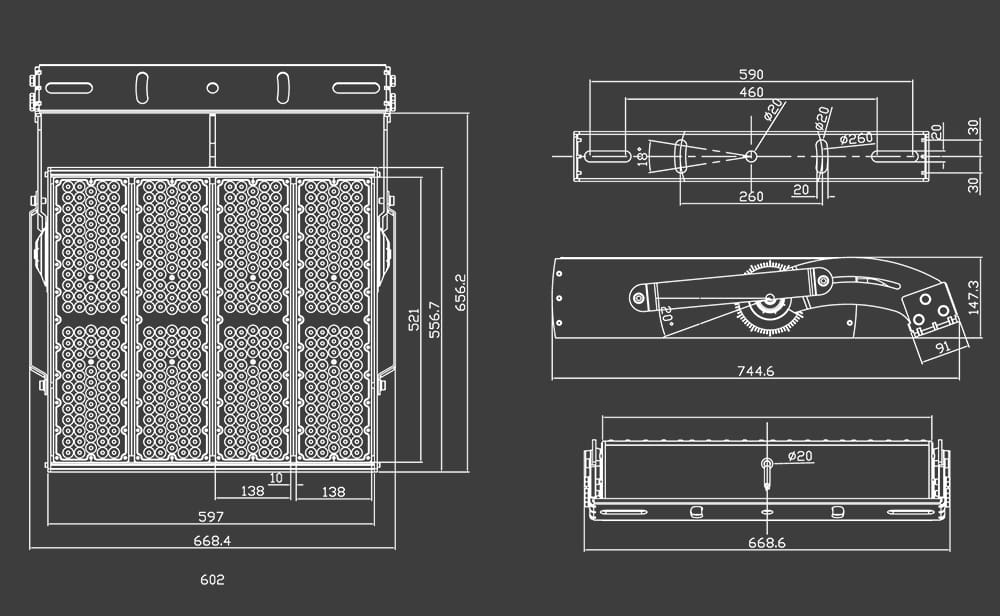 800W 960W 1200W LED Flood Light size