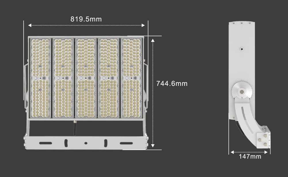1000W 1500W High Power Outdoor LED High Pole Light size