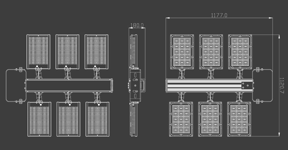 1440W/ 1800W Football Field LED Flood Lighting size