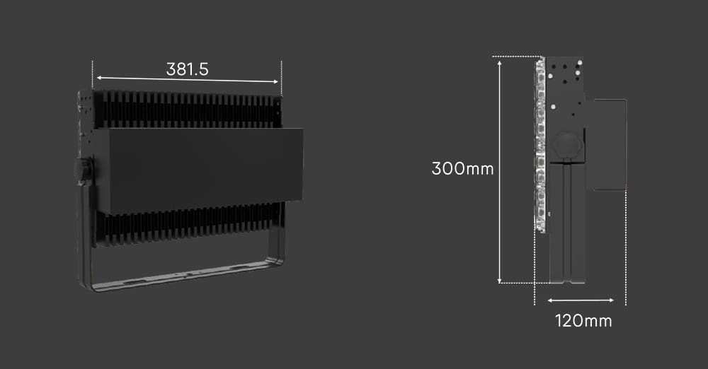 Dragonfly Max LED Flood Light 240W size