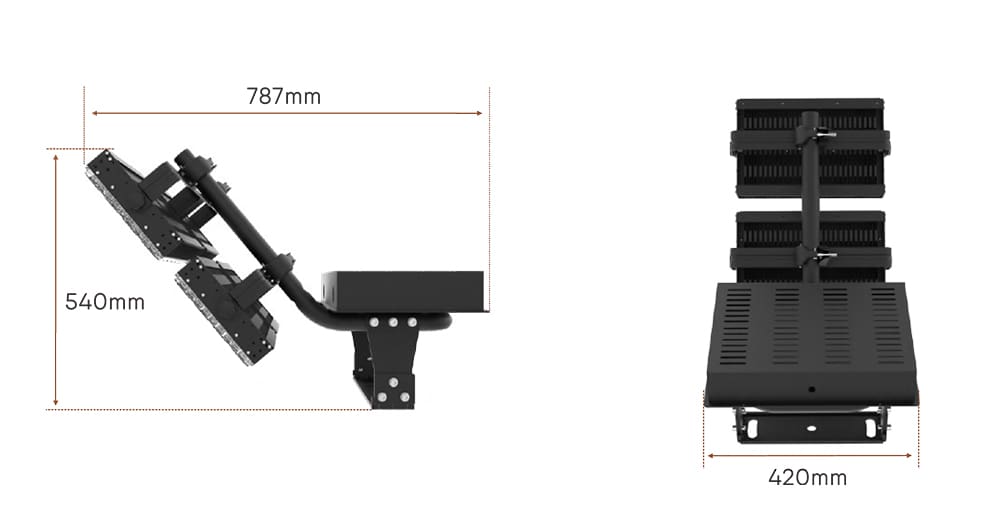 480W Dragonfly Max LED Sports Light size