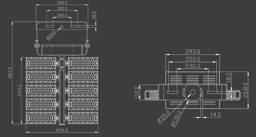 1200w transformer LED Flood Light, Light size