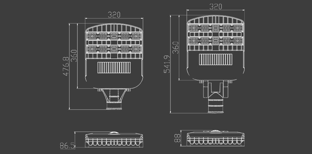 venus LED Street Light 120W size