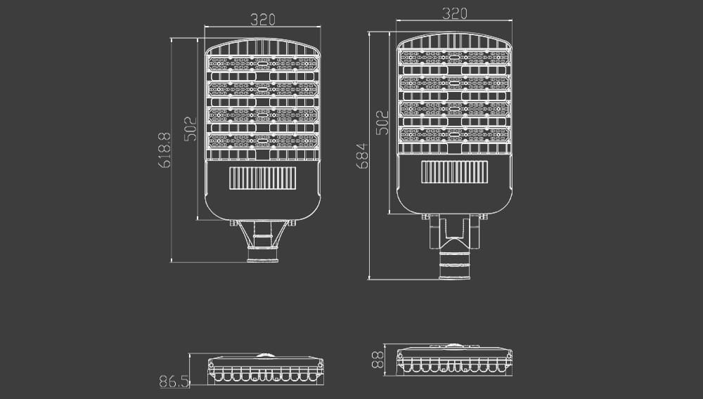 venus 180w LED Street Light size