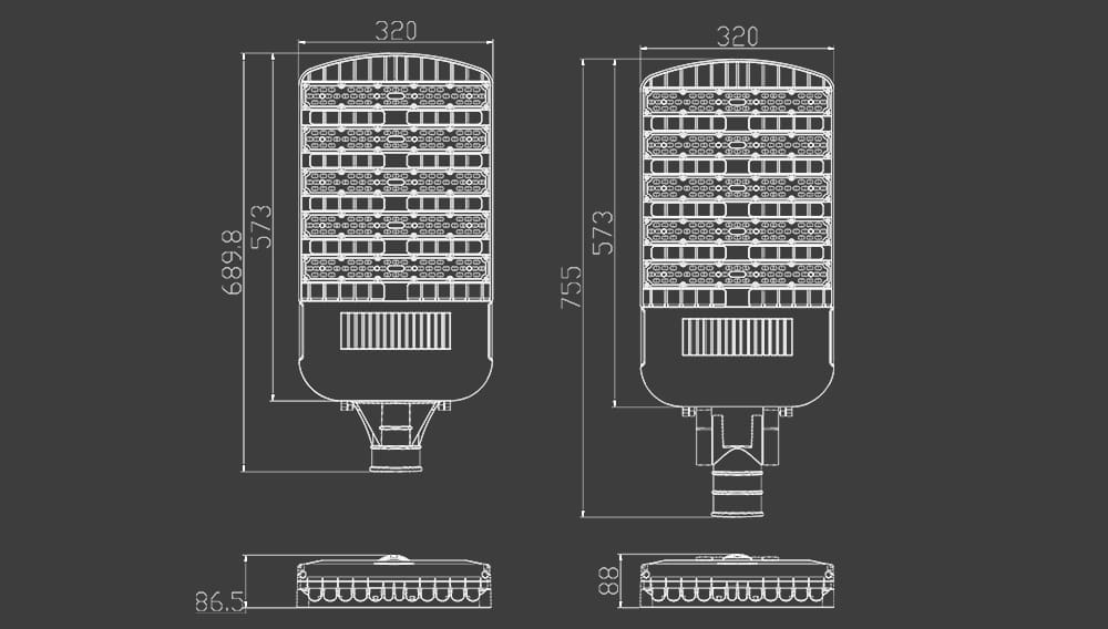 venus 240W LED Street Light size