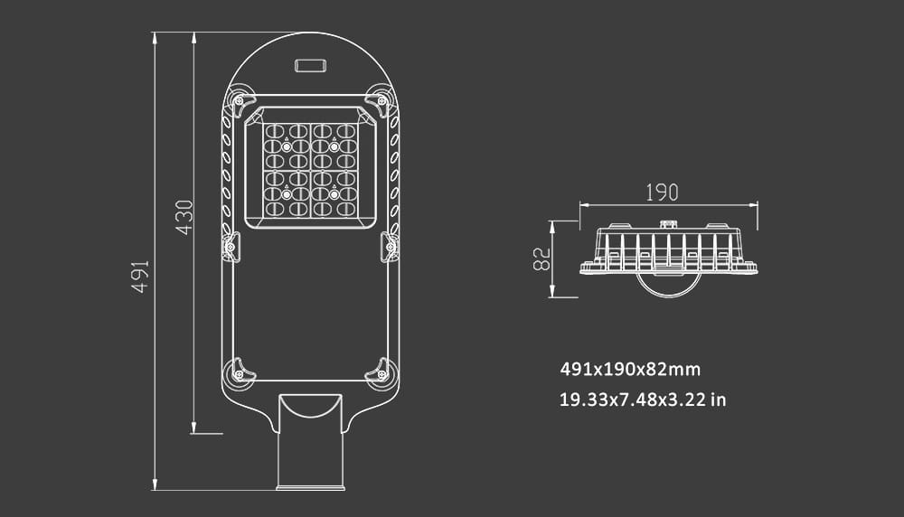 saturn 30W LED Street Light size