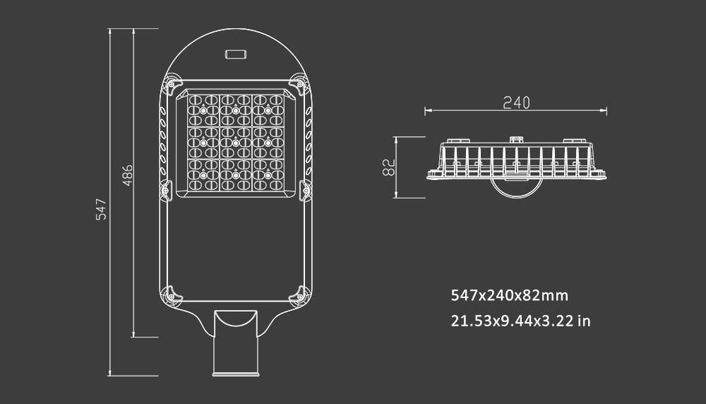 100W Saturn LED Street Light size