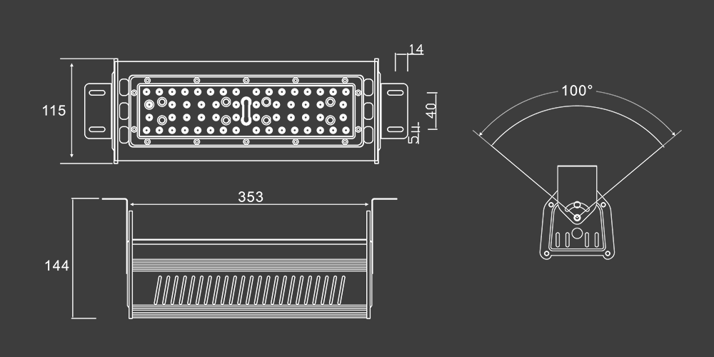 50W LED Linear High Bay Light size