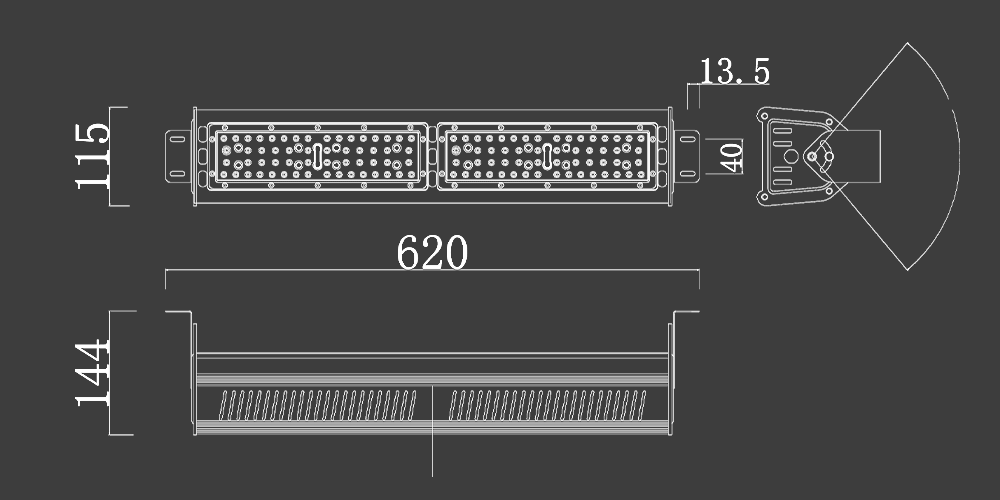 100W LED Linear High Bay Light size