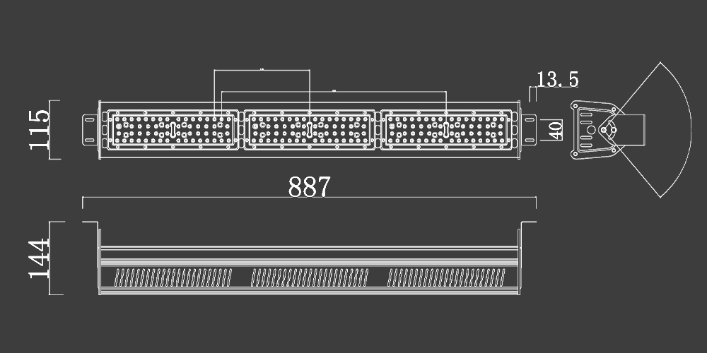 150W LED Linear High Bay Light size