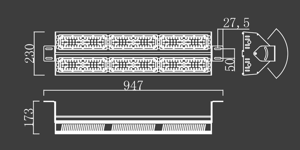 300W Linear LED High Bay Light size