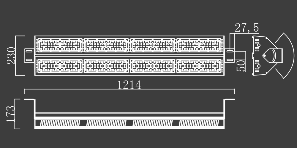 400W Linear LED High Bay Light size