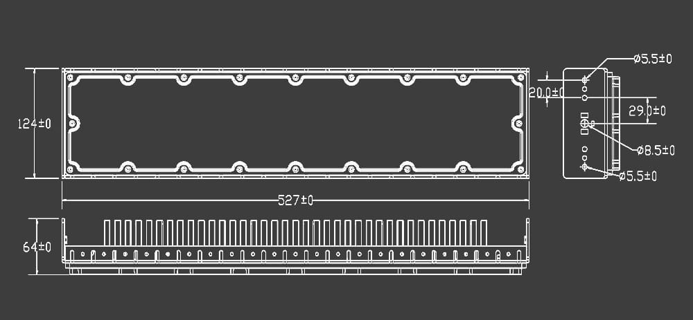 200W proe LED Fin Module Light size