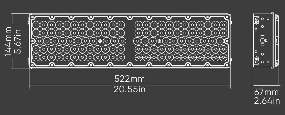 300W slim plus LED Fin Module Light size