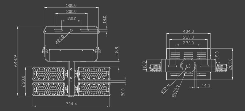 480W Transformer LED High Mast Light size