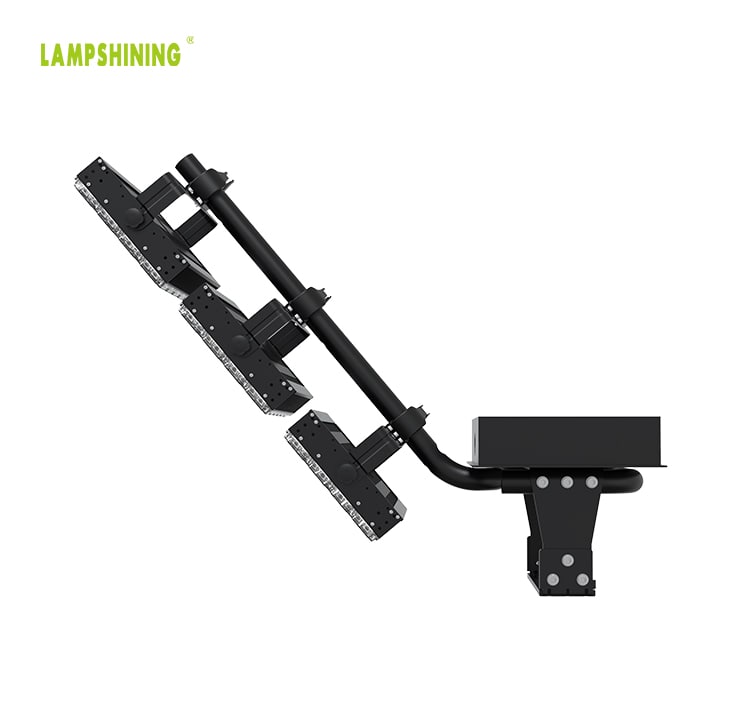 Black Stadium and Arena LED Flood Light 900W - 170Lm/W Pure aluminum Body 3 Module Rotatable Sport Light