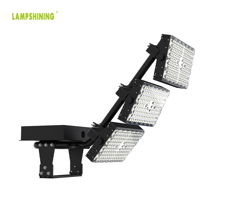 Black Stadium and Arena LED Flood Light 900W - 170Lm/W Pure aluminum Body 3 Module Rotatable Sport Light