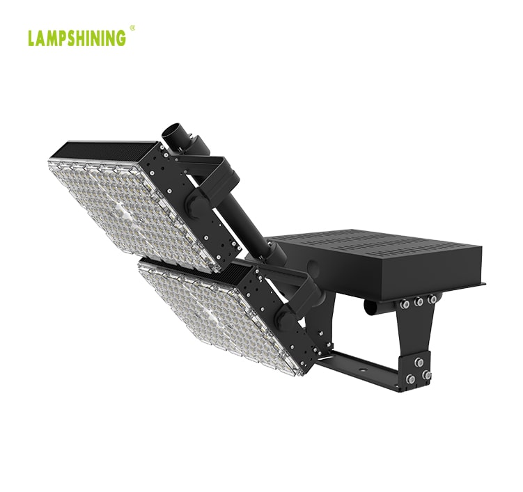 LED Area Flood Light Fixture 600W -  2 Module Black Rotatable 170Lm/W Outdoor Pole Uniform Illumination