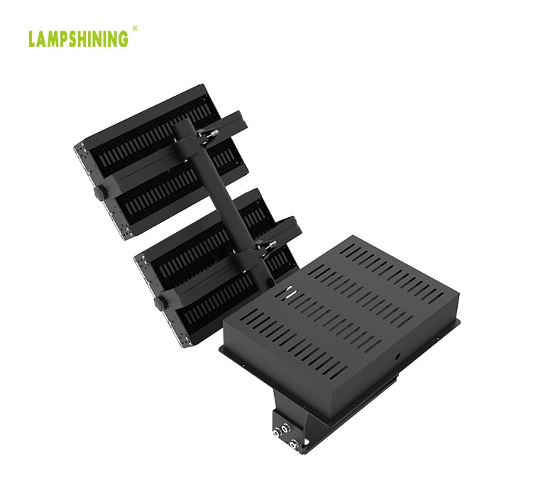 LED Area Flood Light Fixture 600W -  2 Module Black Rotatable 170Lm/W Outdoor Pole Uniform Illumination