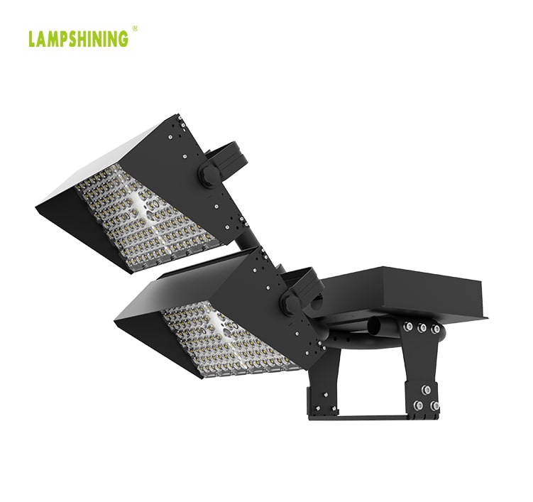 LED Area Flood Light Fixture 600W -  2 Module Black Rotatable 170Lm/W Outdoor Pole Uniform Illumination