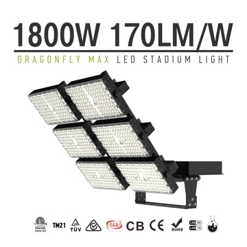 1800W LED Area Flood Light Fixtures - 100-277V 5000K 306,000lm Super Bright Outdoor 6 Modules Work Light