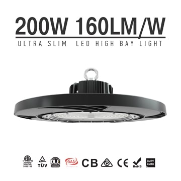 LED High Bay Shop Light 200 watt, 277V IP65 warehouse, factory, barn High ceiling lighting Fixtures 